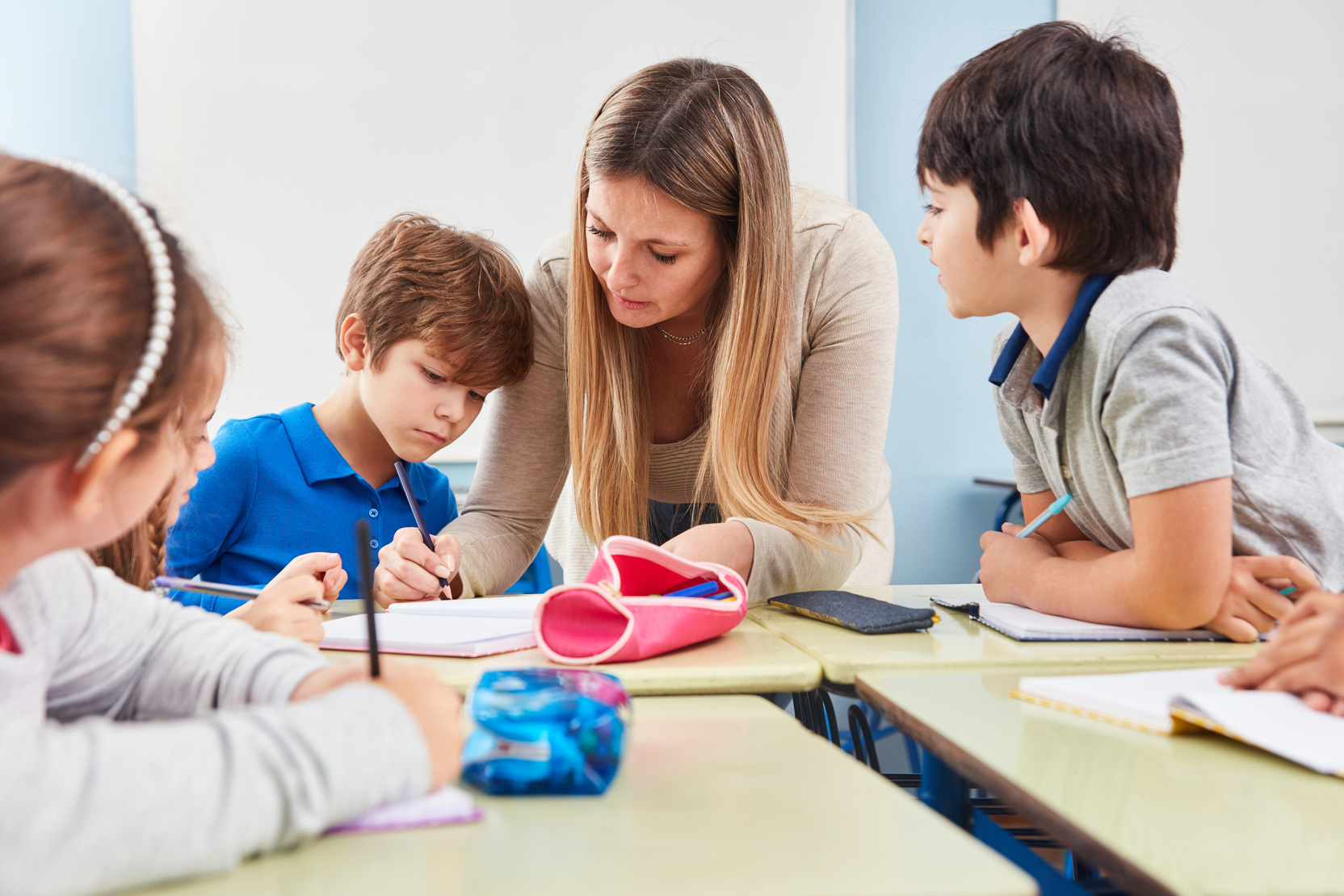 Student Doing Homework Tutoring in Elementary School